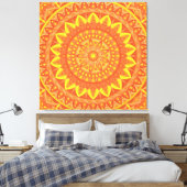 Oranje Mandala Warm Boho Geometrisch Levendig Patr Canvas Afdruk (Insitu (Slaapkamer))