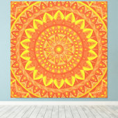 Oranje Mandala Warm Boho Geometrisch Levendig Patr Canvas Afdruk (Insitu (Houten vloer))