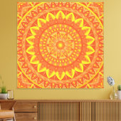 Oranje Mandala Warm Boho Geometrisch Levendig Patr Canvas Afdruk (Insitu (Woonkamer))