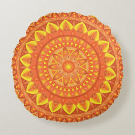 Oranje Mandala Warm Boho Gezellig Kleurrijk Patroo Rond Kussen