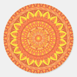 Oranje Mandala Warm Boho Levendig Esthetisch Decal Ronde Sticker