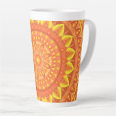 Oranje Mandala Warm Boho Patroon Levendig Knus Latte Mok (Rechterhoek)