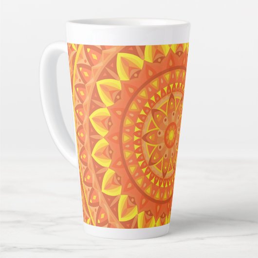Oranje Mandala Warm Boho Patroon Levendig Knus Latte Mok (Linkerhoek)