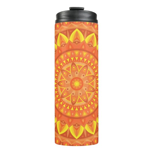 Oranje Mandala Warm Boho Reis Cozy Levendig Thermosbeker (Voorkant)