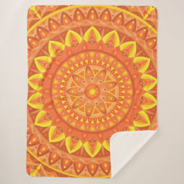 Oranje Mandala Warm Knus Boho Levendig Patroon Sherpa Deken