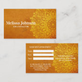 Oranje Mandala Yoga Meditation Afsprakenkaartje (Voorkant / Achterkant)