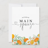 Oranje Mandarijn Bloemen Main Squeeze Vrijgezellen Kaart (Achterkant)