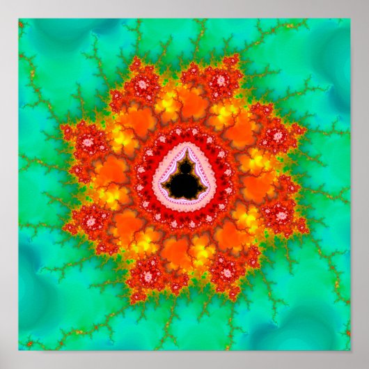 Oranje Mandelbrot Set Zoom Poster (Voorkant)