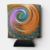 Oranje Mandelbrot Swirl Blikjeskoeler (Achterkant)