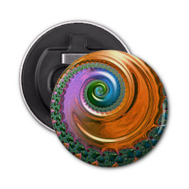 Oranje Mandelbrot Swirl Button Fles Opener