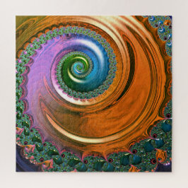 Oranje Mandelbrot Swirl Jigzaag Puzzle Legpuzzel