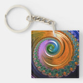 Oranje Mandelbrot Swirl Key Ring Sleutelhanger (Voorkant)