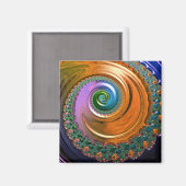 Oranje Mandelbrot Swirl Magnet (Voorkant / Achterkant)