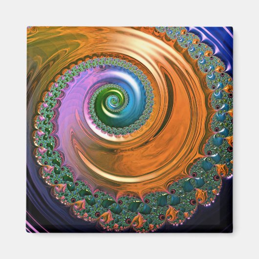Oranje Mandelbrot Swirl Magnet (Voorkant)
