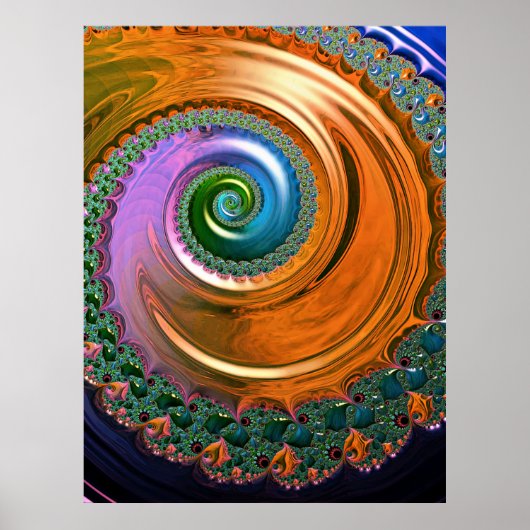 Oranje Mandelbrot Swirl-Poster Poster (Voorkant)