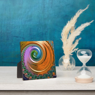 Oranje Mandelbrot Swirl-tablet Plaque met Easel Fotoplaat