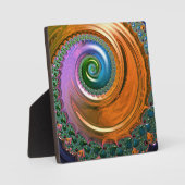 Oranje Mandelbrot Swirl-tablet Plaque met Easel Fotoplaat (Voorkant)