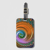 Oranje Mandelbrot Swirls Bagagelabel (Voorkant (verticaal))
