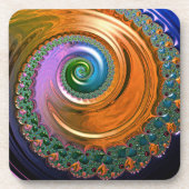 Oranje Mandelbrot Swirls Kunststof Onderzetters (Voorkant)