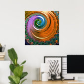 Oranje Mandelbrot Wervelposter Poster (Thuiskantoor)