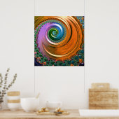 Oranje Mandelbrot Wervelposter Poster (Keuken)