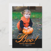  Oranje Manuscript Boo! Halloween Photo Feestdagenkaart (Voorkant)