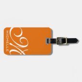 Oranje Manuscript Monogramed Bagagelabel (Voorkant horizontaal)