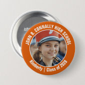 Oranje Marching Band Foto High School Spirit Ronde Button 7,6 Cm (Voorkant /achterkant)