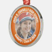 Oranje Marching Band Foto Middelbare School Kerst Metalen Ornament (Links)