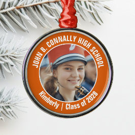 Oranje Marching Band Foto Middelbare School Kerst Metalen Ornament