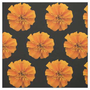 Oranje marigold Flowers op zwart Stof