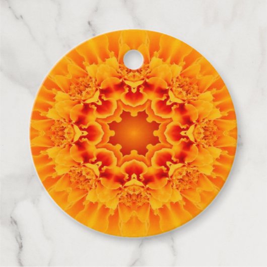 Oranje Marigold Mandala Bedankjes Labels (Voorkant)