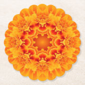 Oranje Marigold Mandala Kartonnen Onderzetters (Voorkant)