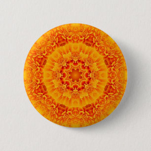 Oranje Marigold Mandala Ronde Button 5,7 Cm