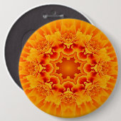 Oranje Marigold Mandala Ronde Button 6,0 Cm (Voorkant /achterkant)