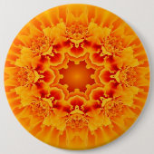 Oranje Marigold Mandala Ronde Button 6,0 Cm (Voorkant)