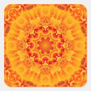 Oranje Marigold Mandala Vierkante Sticker
