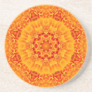 Oranje Marigold Mandala Zandsteen Onderzetter