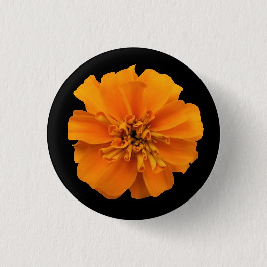 Oranje Marigold op zwart Ronde Button 3,2 Cm (Voorkant)