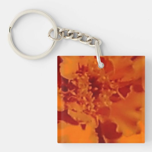 Oranje Marigold Sleutelhanger (Voorkant)