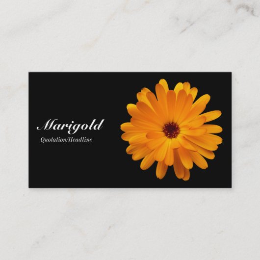 Oranje Marigold - zwart Visitekaartje (Voorkant)