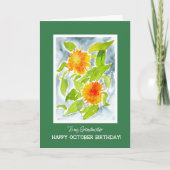 Oranje marigolds Grootmoeders oktober verjaardag Kaart (Voorkant)