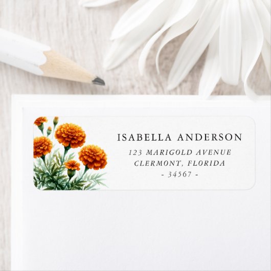 Oranje Marigolds Return Address Label (Insitu)