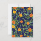 Oranje Marine Blauwe Pioen Roos Bruiloft Opslaan D Kaart (Achterkant)