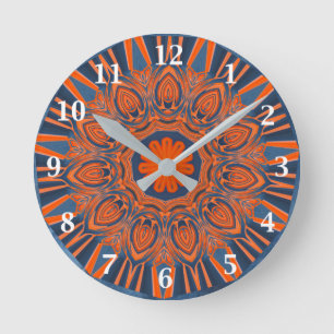 Oranje marine Blue Mandala Ronde Klok