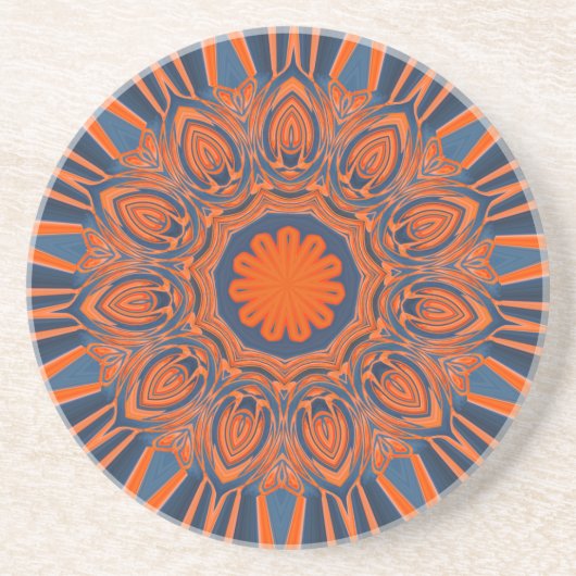 Oranje marine Blue Mandala Zandsteen Onderzetter (Voorkant)