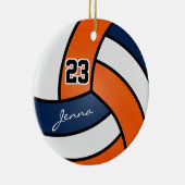 Oranje, marineblauw en wit volleybal keramisch ornament (Rechts)