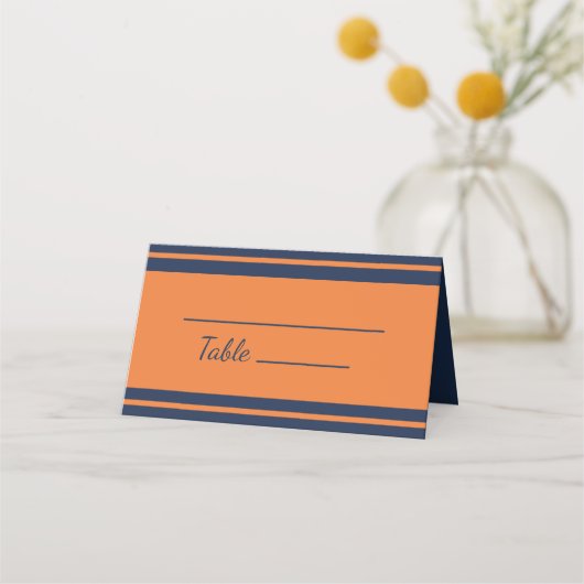 Oranje marineblauw gestreept vaderdag plaatskaartje (Voorkant)