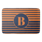 Oranje marineblauw Striped Monogram Bath Mat (Voorkant)