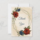 oranje marinebloemen bruiloft bedankkaart (Voorkant)